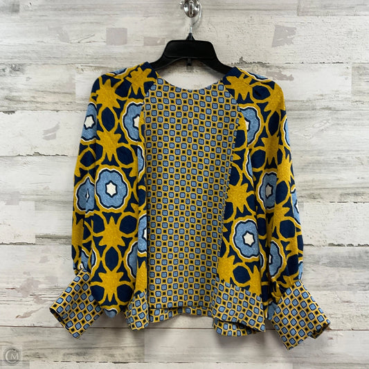 Top Long Sleeve By Chicos In Blue & Yellow, Size: S
