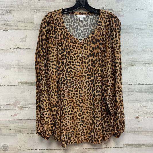 Blouse Long Sleeve By J. Jill In Animal Print, Size: 2x