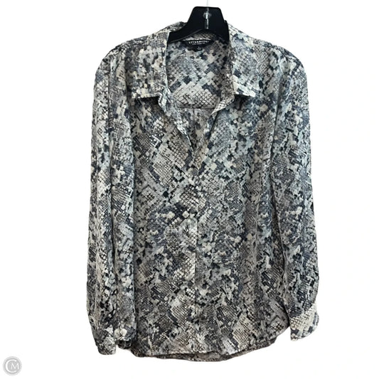 Blouse Long Sleeve By Liverpool In Snakeskin Print, Size: L