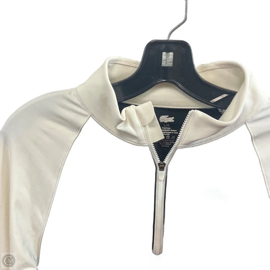 Athletic Top Long Sleeve Collar By Lacoste In Black & Cream, Size: L