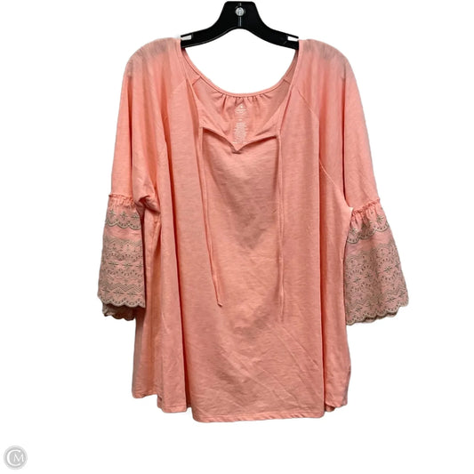 Top 3/4 Sleeve By St Johns Bay In Peach, Size: 2x