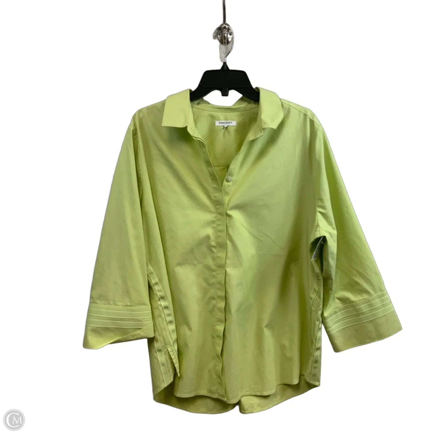 Blouse 3/4 Sleeve By Foxcroft In Green, Size: Xl