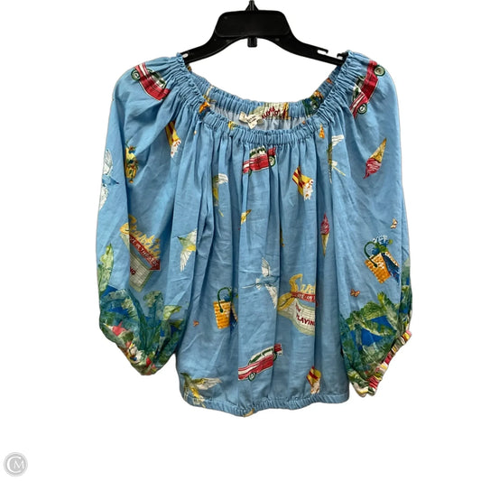 Blouse Long Sleeve By Christian Siriano In Blue, Size: M