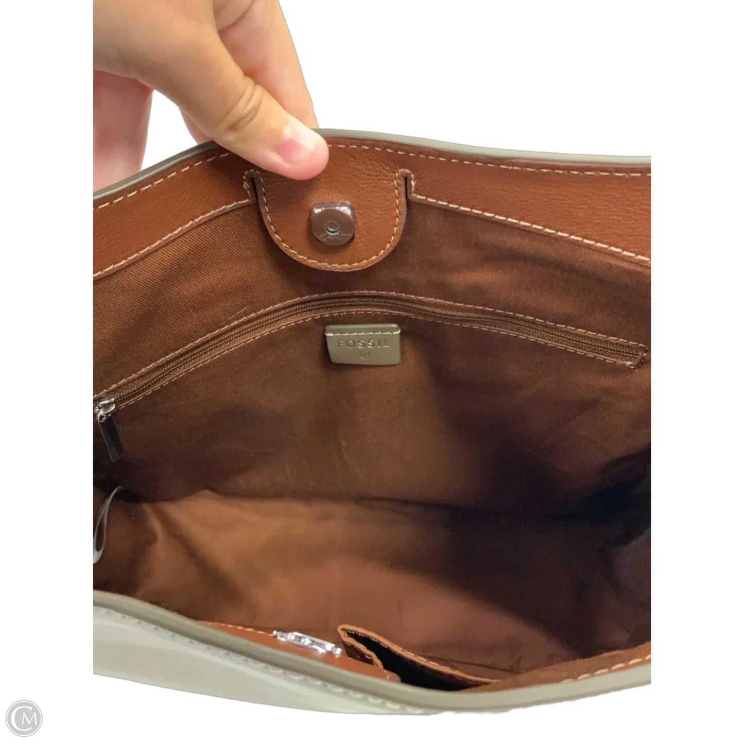 Handbag Leather By Fossil, Size: Large