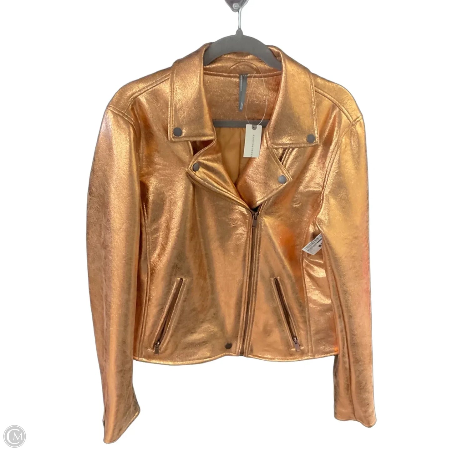 Jacket Moto By Anthropologie In Bronze, Size: L