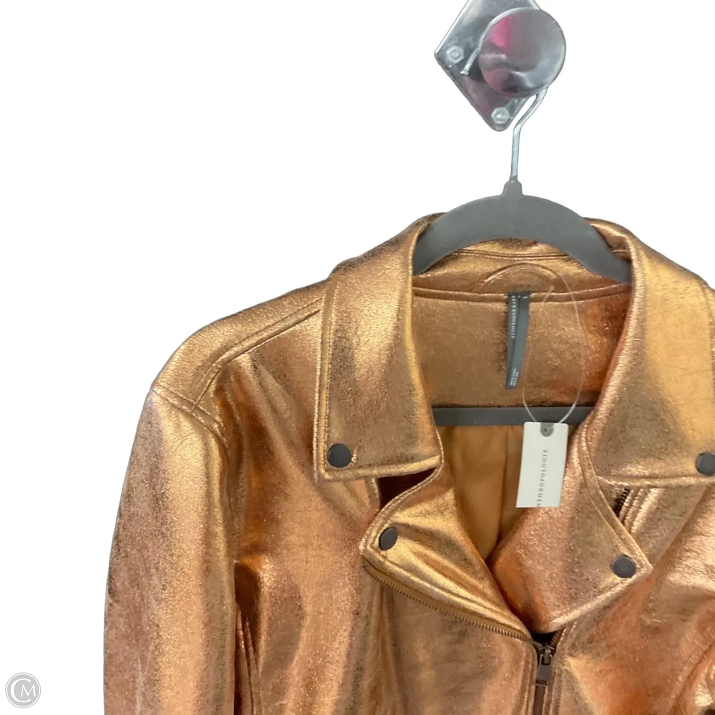 Jacket Moto By Anthropologie In Bronze, Size: L