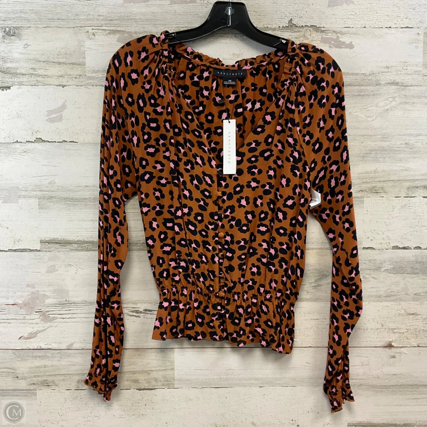 Top Long Sleeve By Sanctuary In Animal Print, Size: Xs
