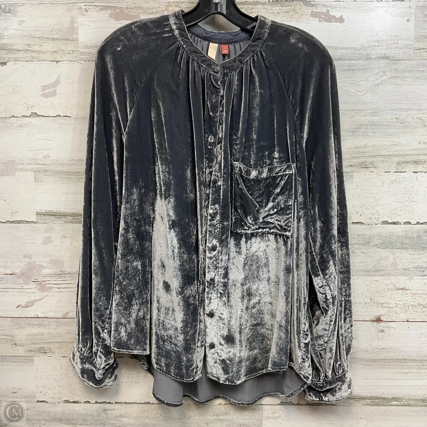 Blouse Long Sleeve By Pilcro In Grey, Size: L