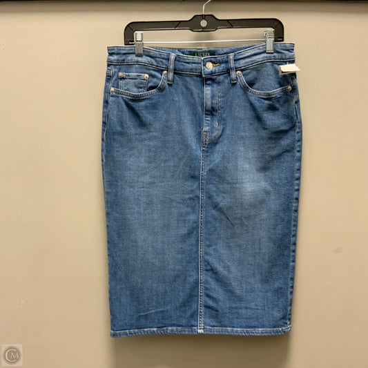 Skirt Midi By Lauren By Ralph Lauren In Blue Denim, Size: 6