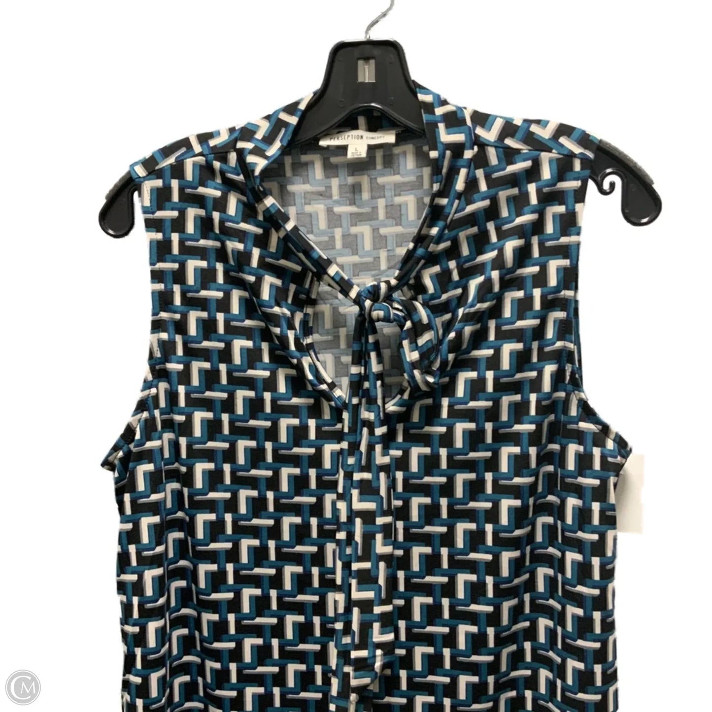 Top Sleeveless By Perseption Concept In Black & Blue, Size: L
