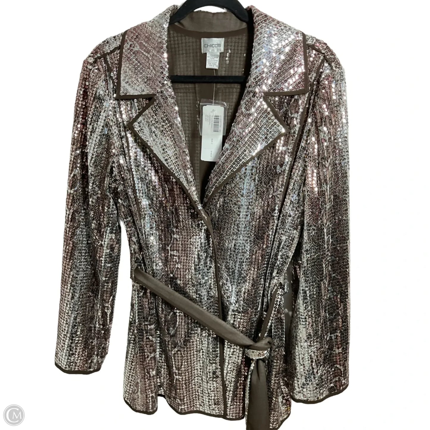 Blazer By Chicos In Silver & Tan, Size: L