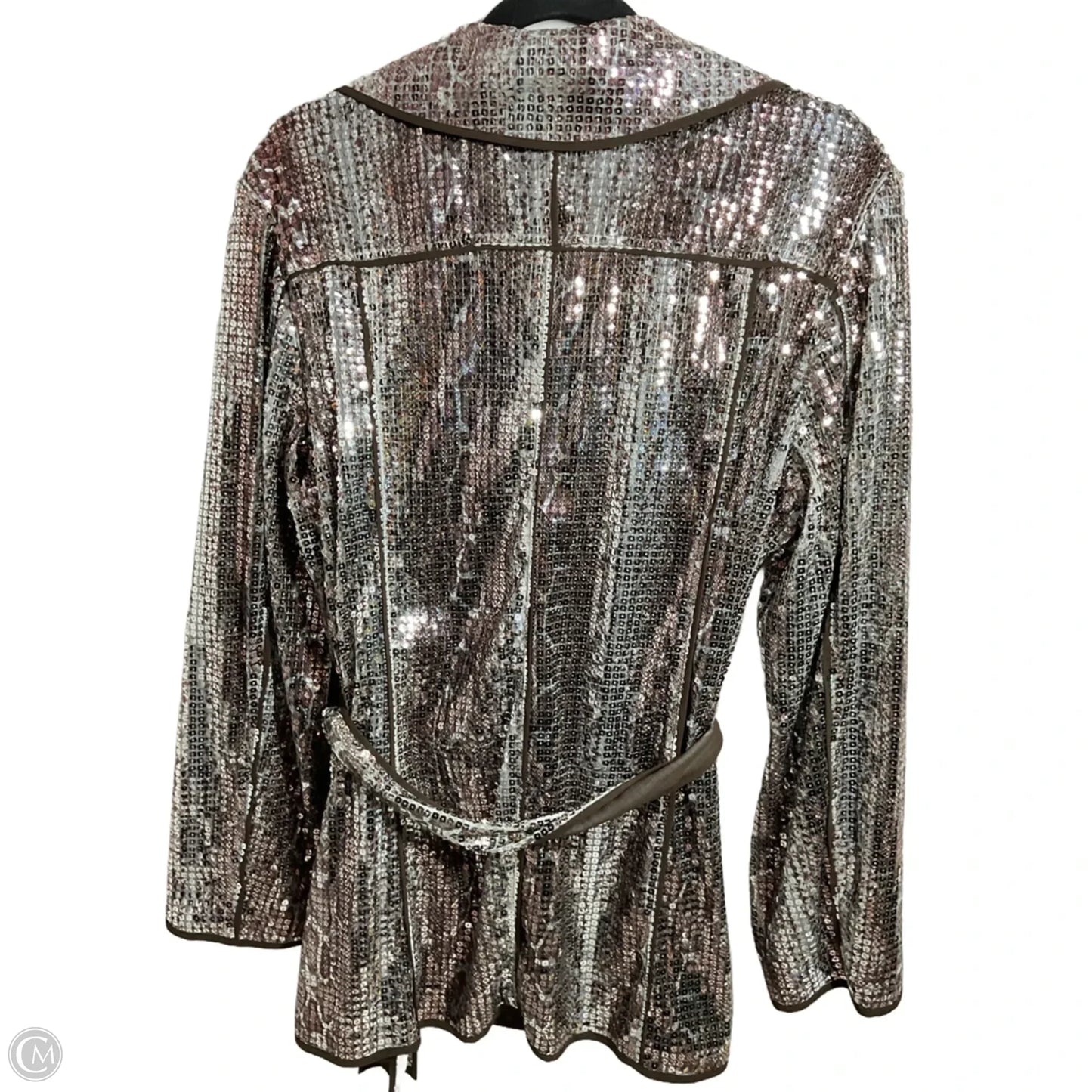 Blazer By Chicos In Silver & Tan, Size: L