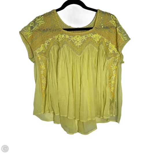 Blouse Short Sleeve By Free People In Yellow, Size: Xs
