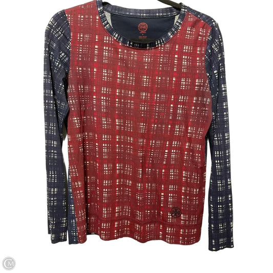 Top Long Sleeve Designer By Tory Burch In Blue & Red, Size: S