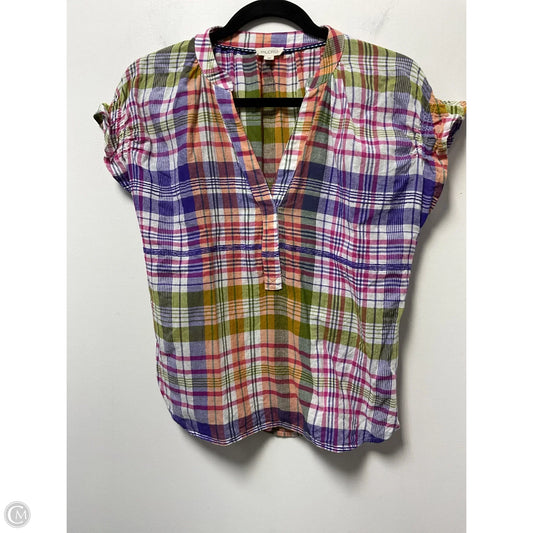 Blouse Short Sleeve By Pilcro In Plaid Pattern, Size: Xxs