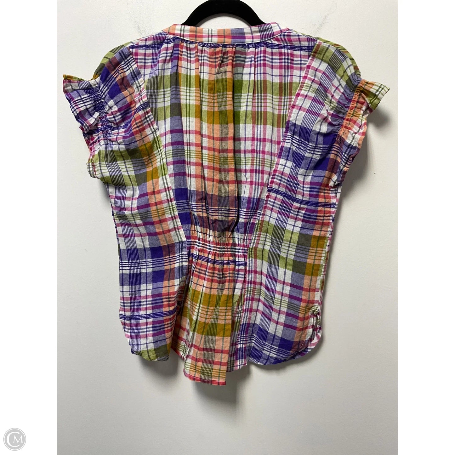 Blouse Short Sleeve By Pilcro In Plaid Pattern, Size: Xxs