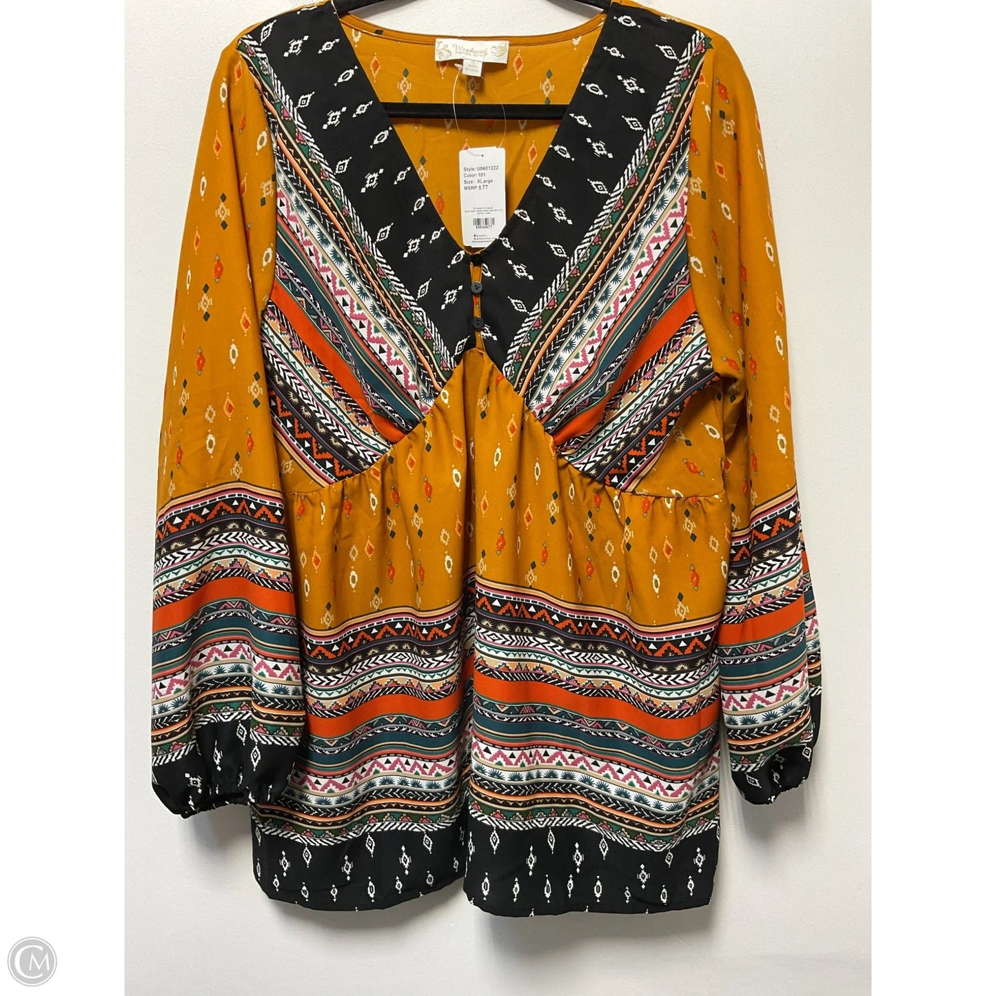 Top Long Sleeve By Suzanne Betro In Multi-colored, Size: Xl