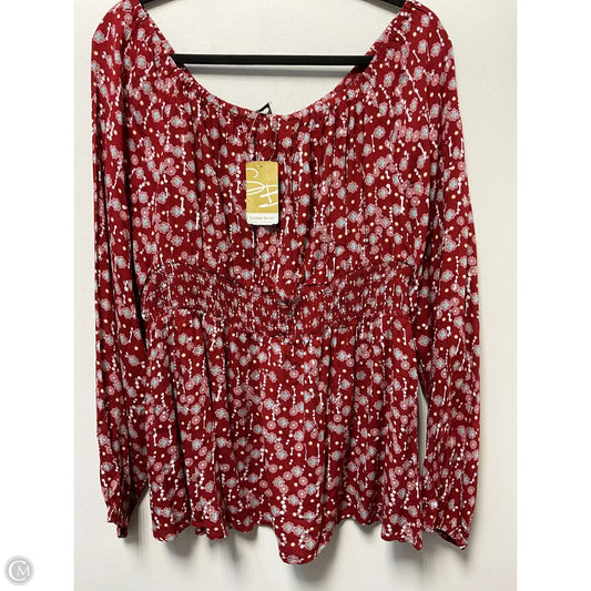 Top Long Sleeve By Suzanne Betro In Red & White, Size: Xl