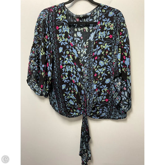 Top Short Sleeve By Lovestitch In Black & Blue, Size: M