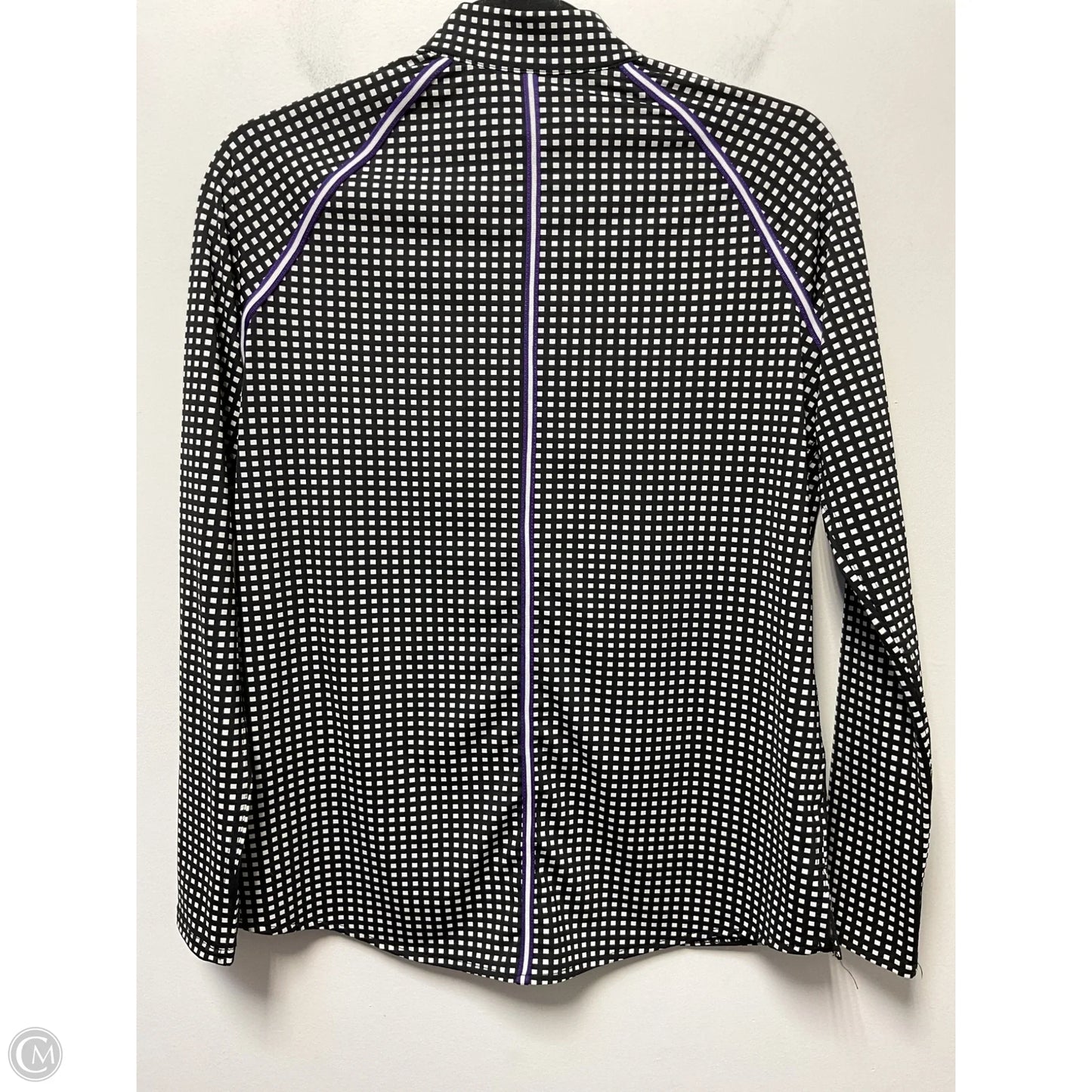 Athletic Top Long Sleeve Collar By Clothes Mentor In Black & White, Size: S