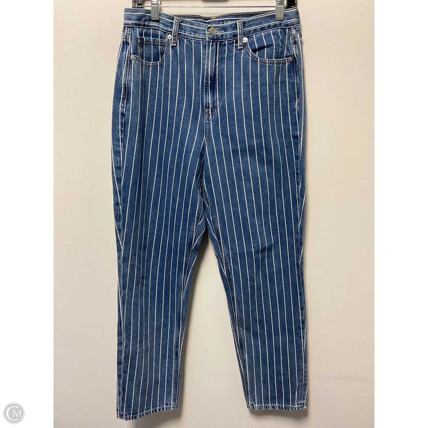 Jeans Boyfriend By American Eagle In Striped Pattern, Size: 12