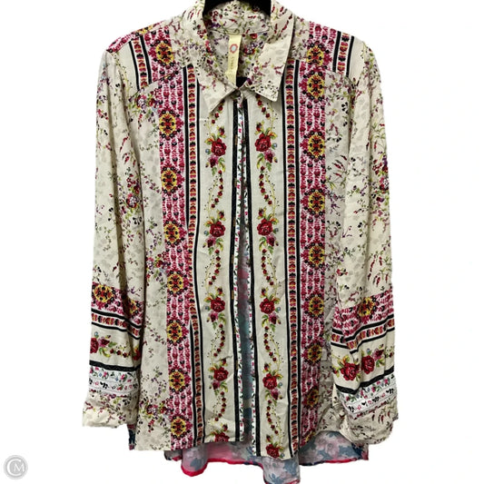 Blouse Long Sleeve By Clothes Mentor In Multi-colored, Size: L