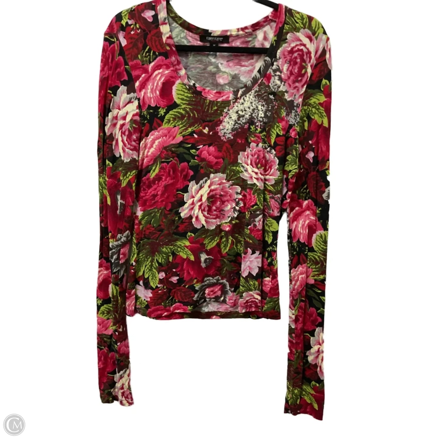 Top Long Sleeve By Karen Kane In Green & Red, Size: M