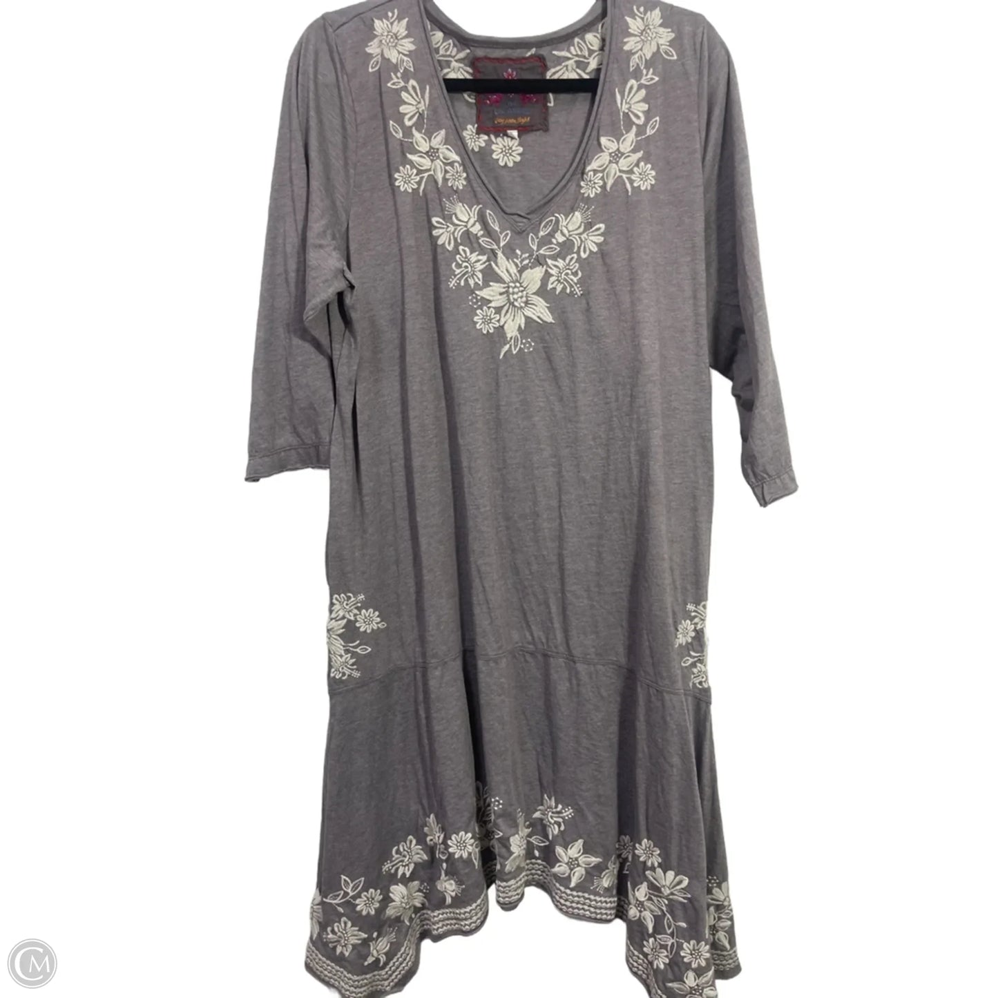 Dress Casual Midi By Johnny Was In Grey & White, Size: 1x