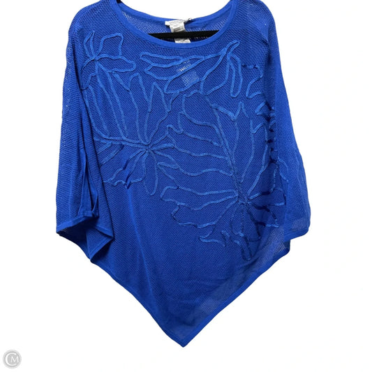 Poncho By Chicos In Blue, Size: S