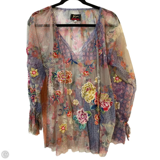 Top Long Sleeve By Johnny Was In Multi-colored, Size: M