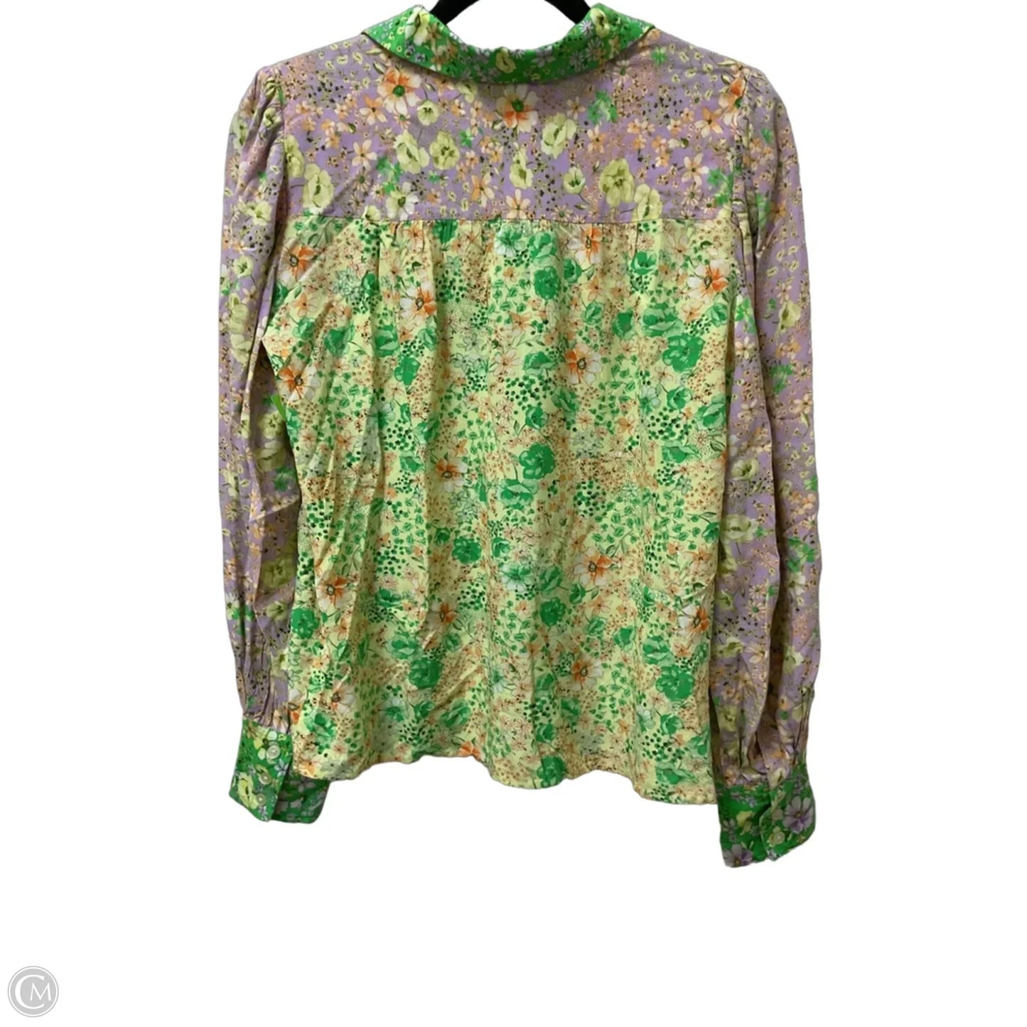 Blouse Long Sleeve By Loft In Green & Yellow, Size: Xs