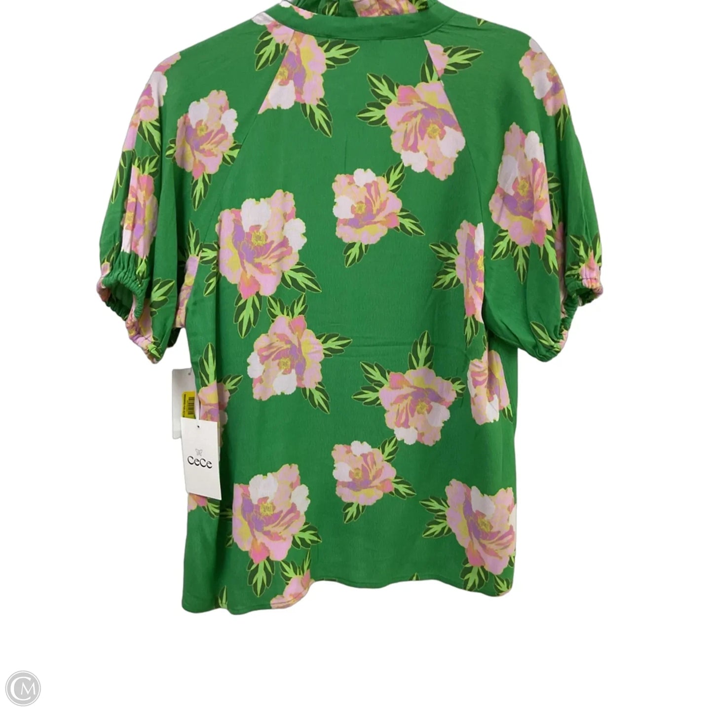 Blouse Short Sleeve By Cece In Green & Pink, Size: S