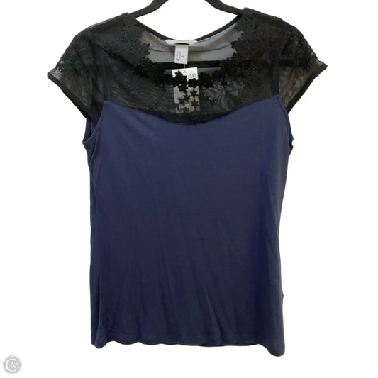 Top Short Sleeve By H&m In Black & Blue, Size: M