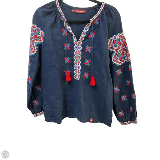 Tunic Long Sleeve By Clothes Mentor In Blue & Red, Size: M
