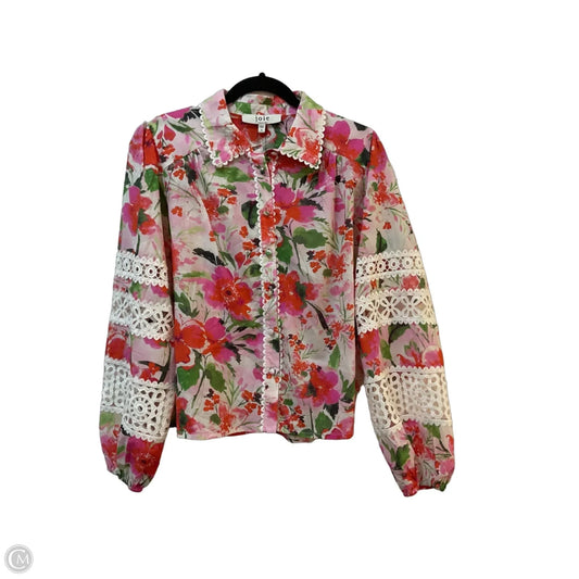 Blouse Long Sleeve By Joie In Floral Print, Size: M