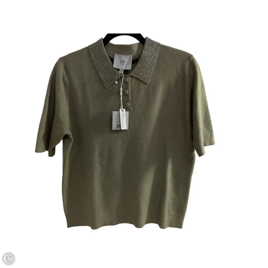Sweater Short Sleeve By Clothes Mentor In Green & Silver, Size: M