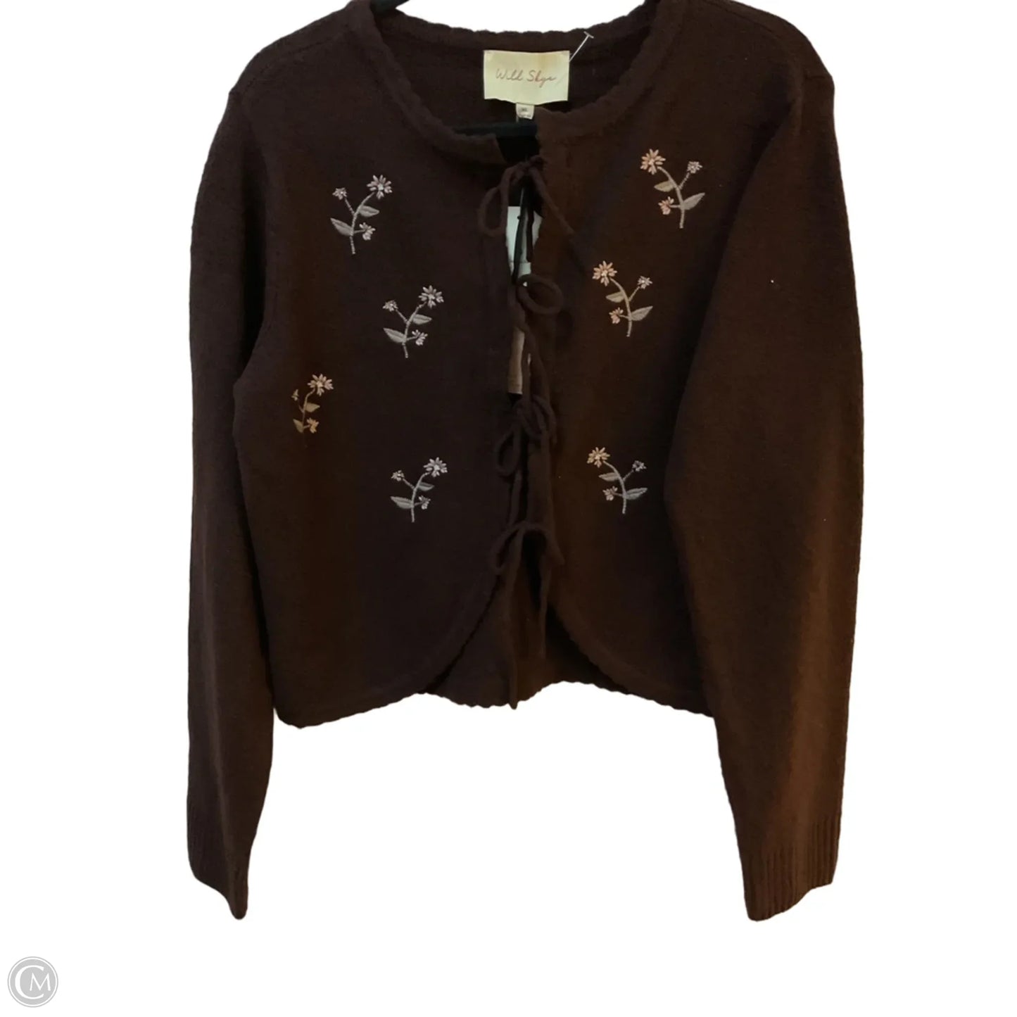 Sweater Cardigan By Clothes Mentor In Brown & Cream, Size: Xl