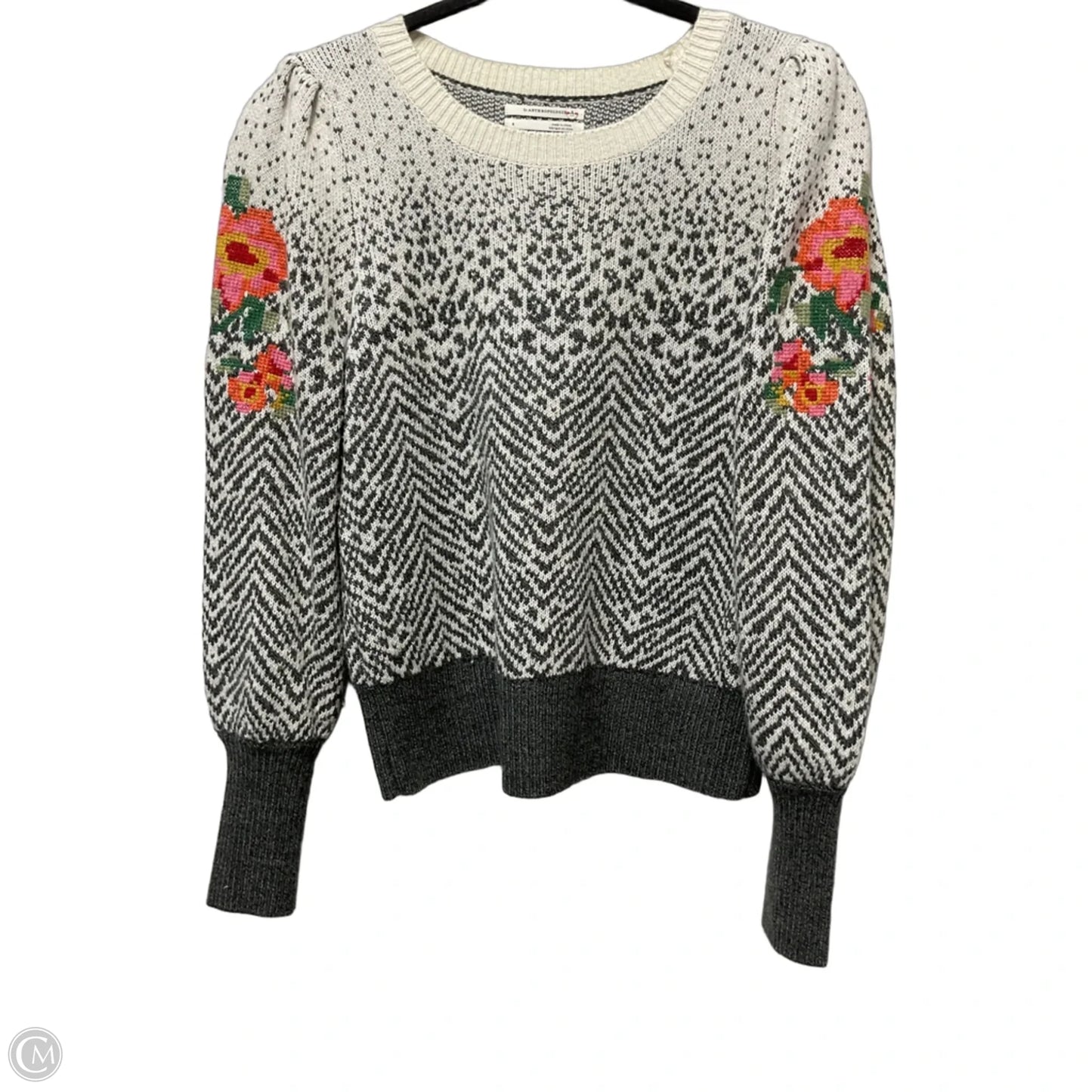 Sweater By Anthropologie In Grey & White, Size: S