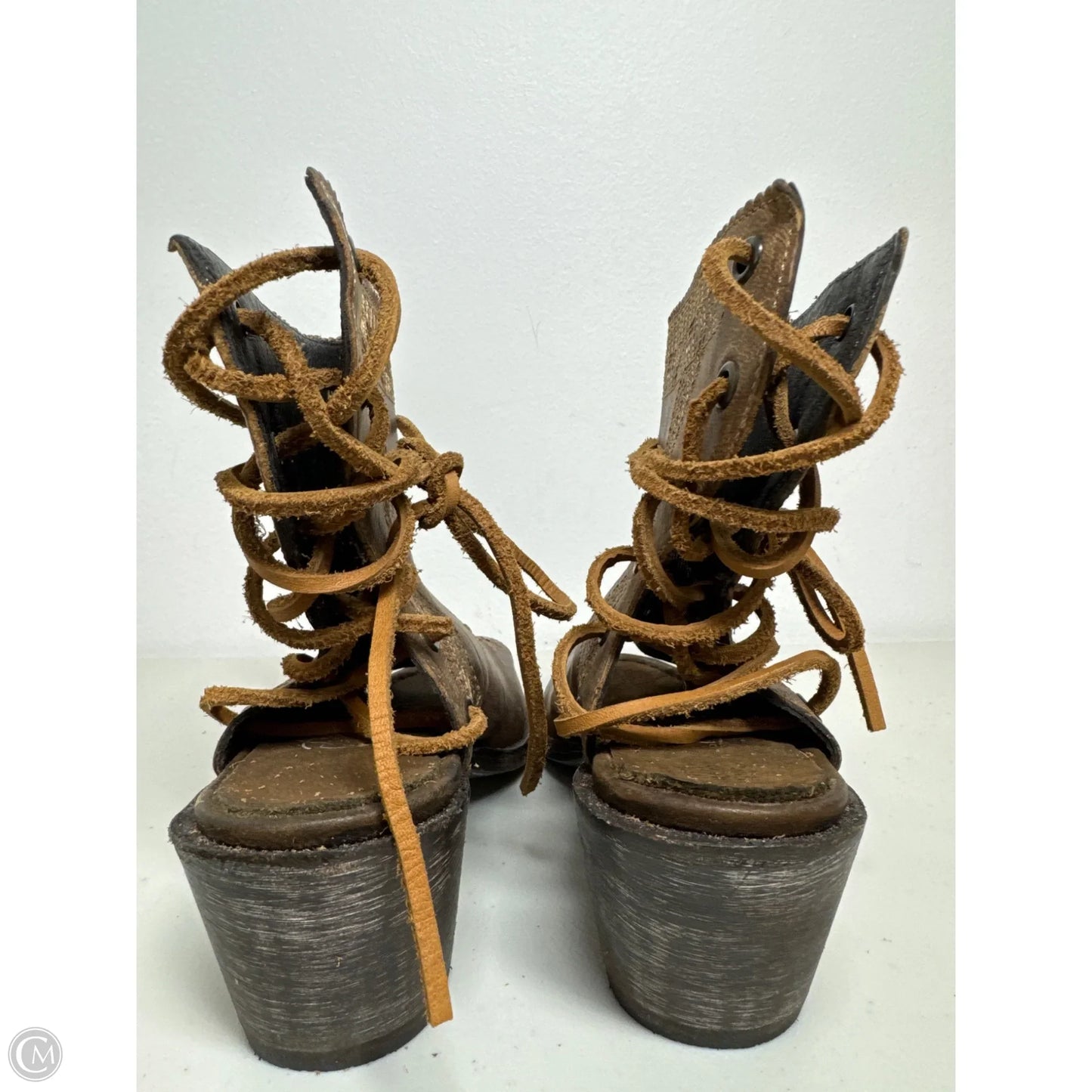 Sandals Heels Block By Dan Post In Brown, Size: 6