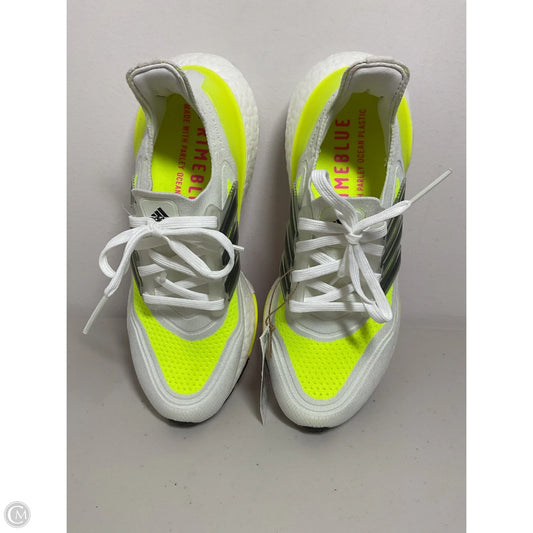 Shoes Athletic By Adidas In White & Yellow, Size: 6.5