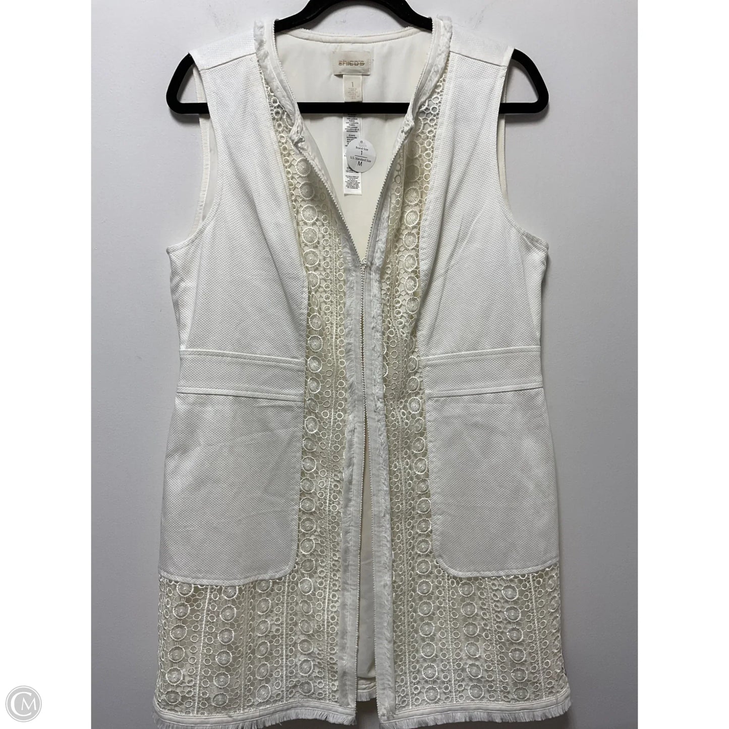 Vest Faux Fur & Sherpa By Chicos In Cream, Size: M