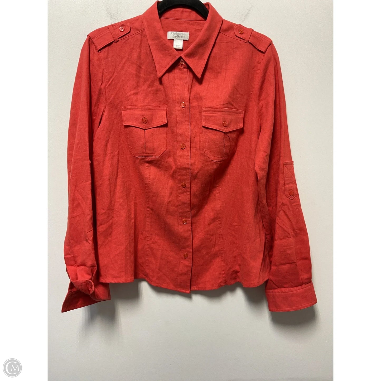 Top Long Sleeve By Christopher And Banks In Orange, Size: L