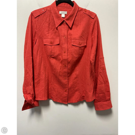 Top Long Sleeve By Christopher And Banks In Orange, Size: L