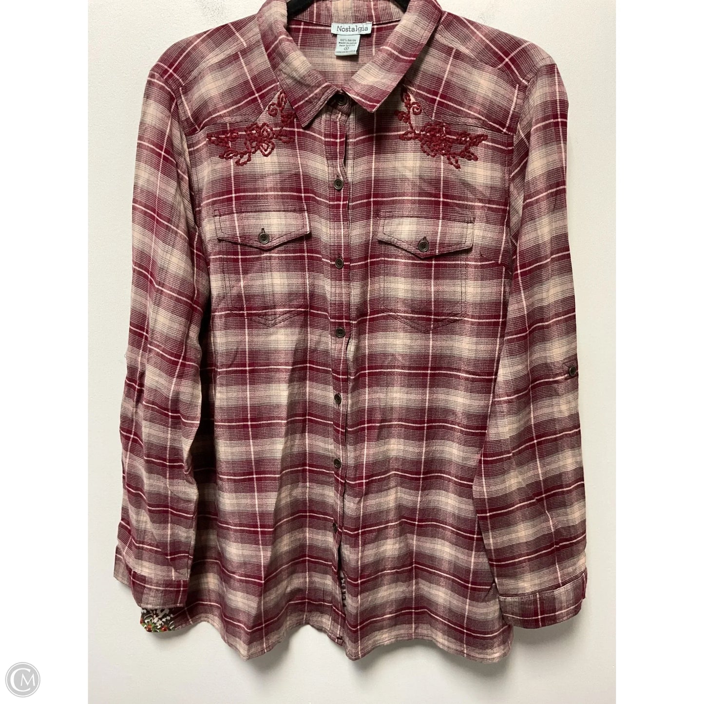 Top Long Sleeve By Clothes Mentor In Plaid Pattern, Size: S