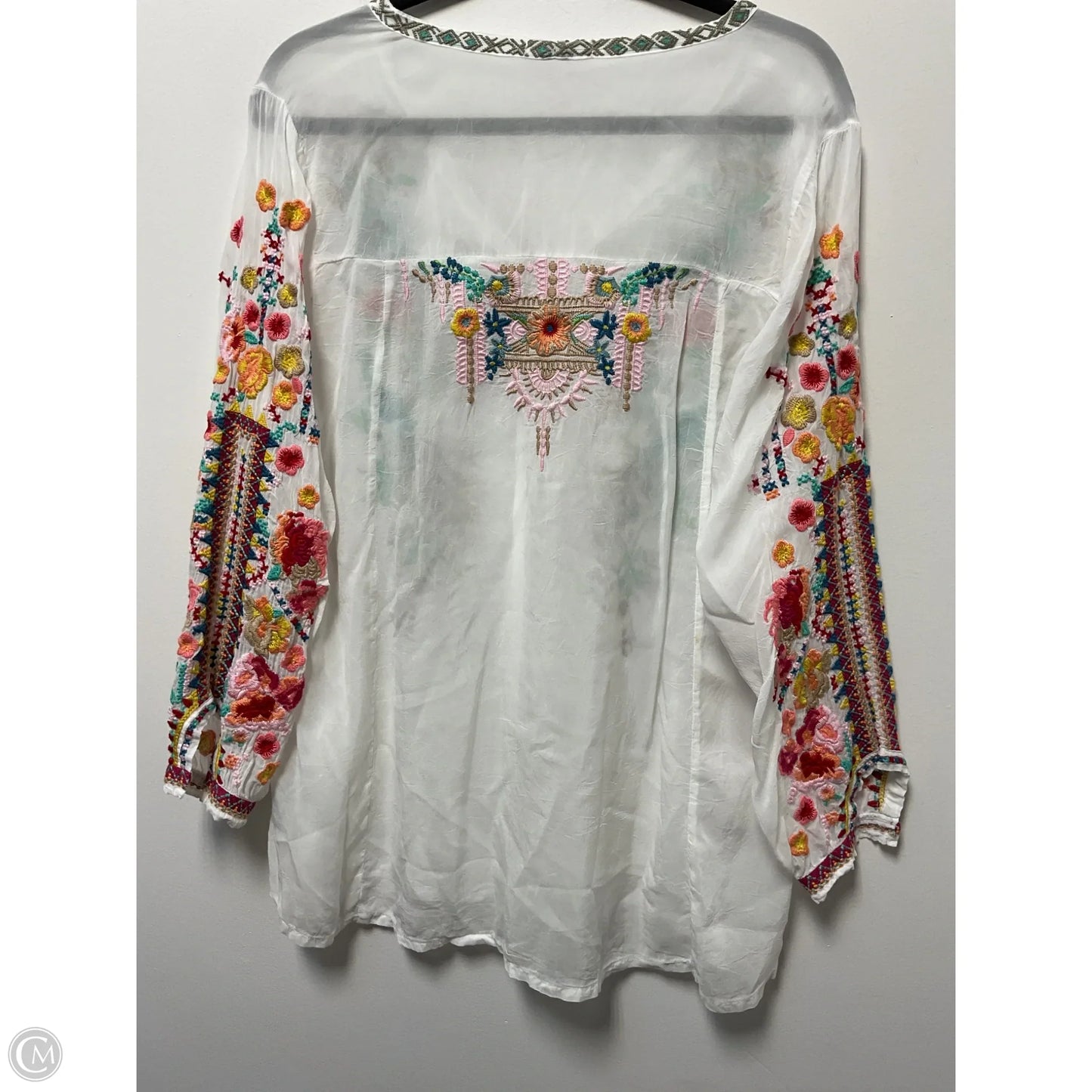 Tunic Long Sleeve By Johnny Was In White, Size: M