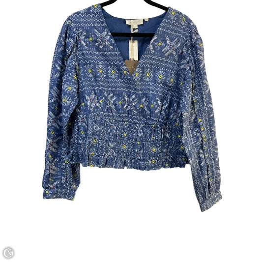 Top Long Sleeve By Cma In Blue & White, Size: L