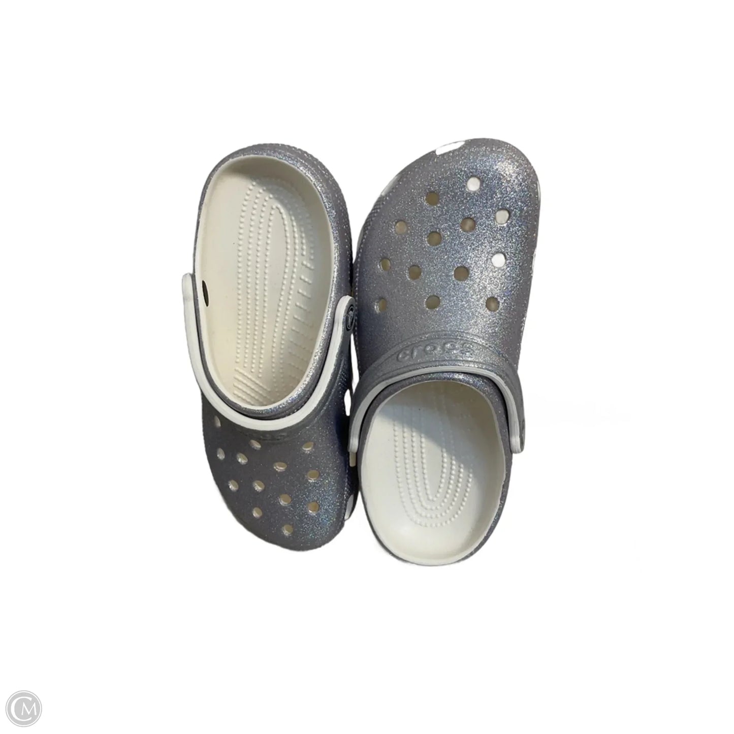Shoes Flats By Crocs In Silver, Size: 8