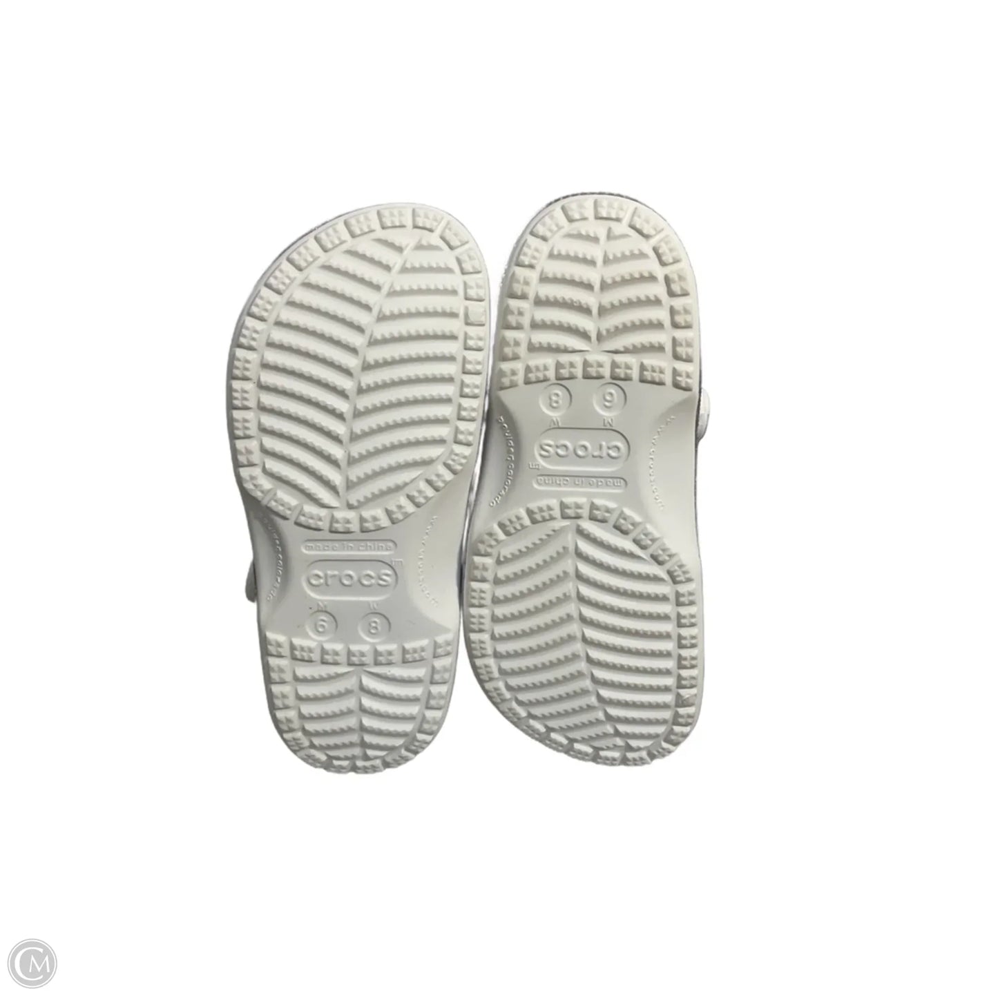 Shoes Flats By Crocs In Silver, Size: 8