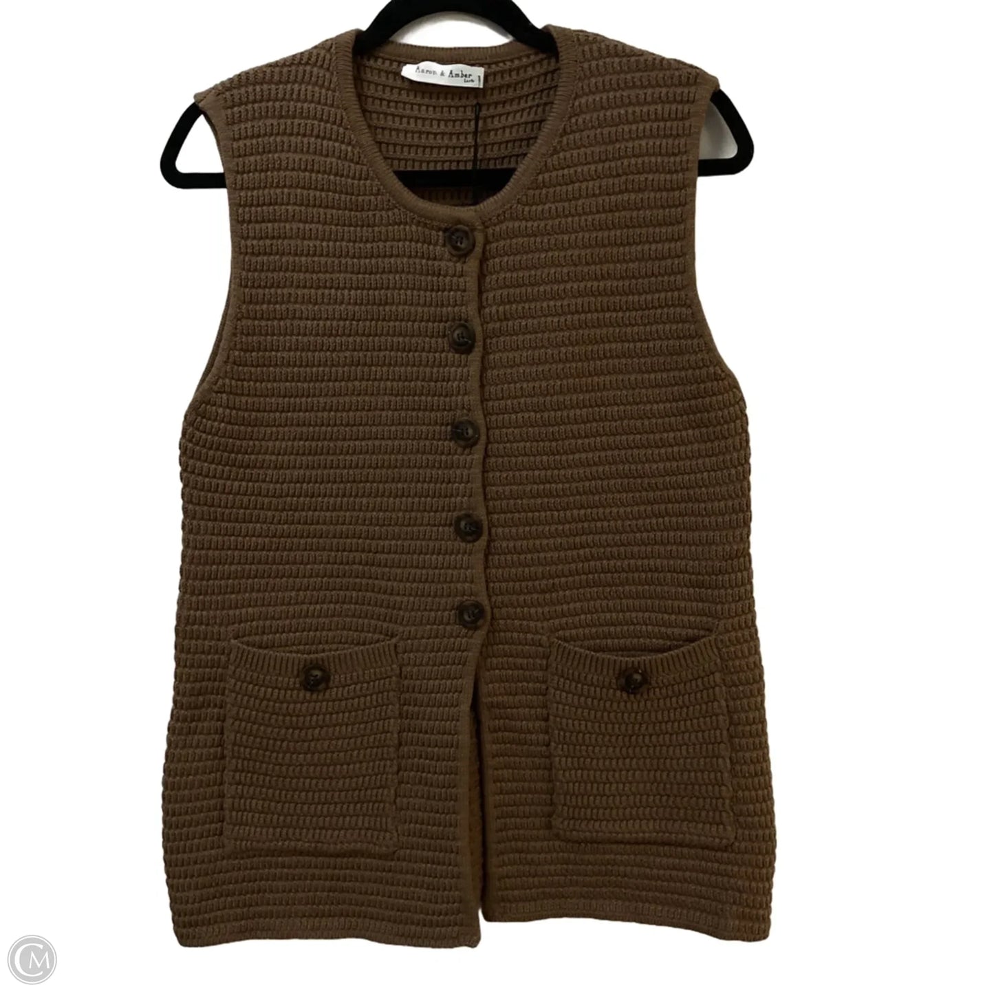 Vest Sweater By Clothes Mentor In Brown, Size: L
