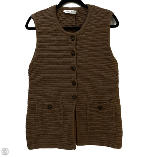 Vest Sweater By Clothes Mentor In Brown, Size: L